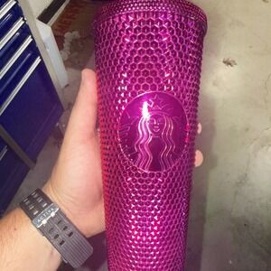 Starbucks Tumbler Straw Sangria Berry Studded Chrome HOLIDAY 24OZ. No straw